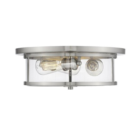 Z-Lite Savannah 3 Light Flush Mount, Brushed Nickel & Clear 462F16-BN